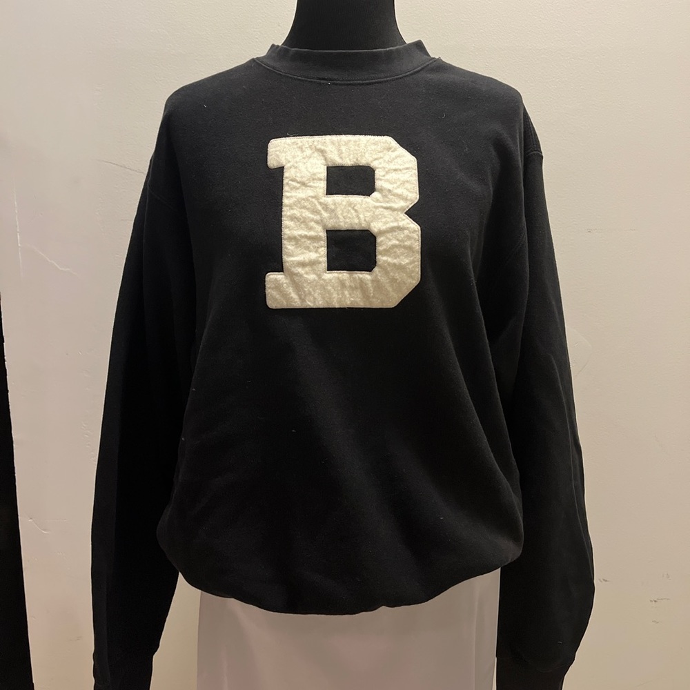 Crew Neck Black Sweater with letter B